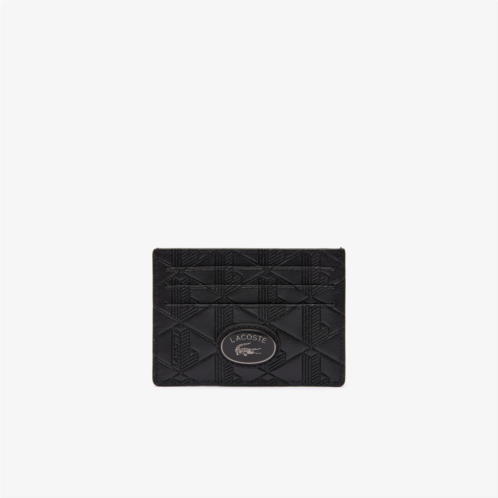 Lacoste Mens Leather Monogram Print Card Holder