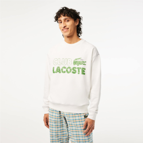 Lacoste Mens Round Neck Loose Fit Vintage Print Sweatshirt