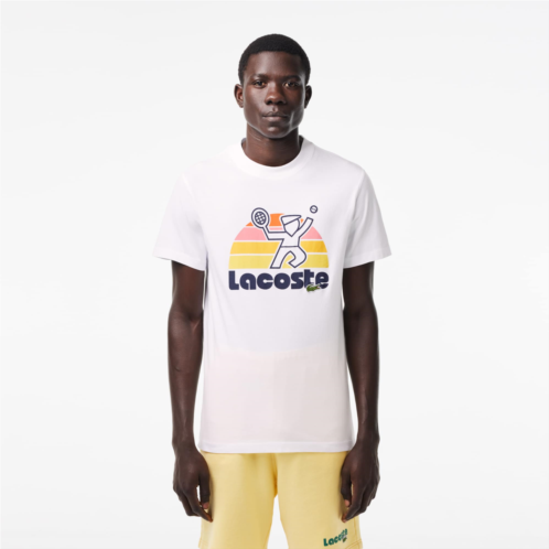 Lacoste Mens Washed Effect Tennis Print T-Shirt