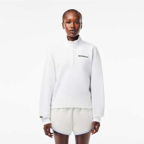 Lacoste Womens Printed Half-Zip Fleece Sweatshirt