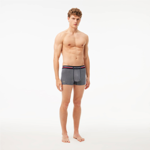 Lacoste Mens 3-Pack Multicolor Band Trunks