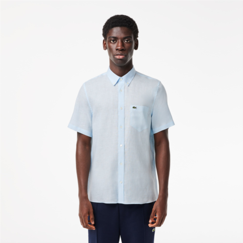 Lacoste Mens Short Sleeve Linen Shirt