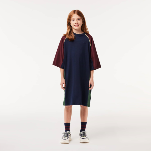 Lacoste Kids Contrast Panel Cotton T-Shirt Dress