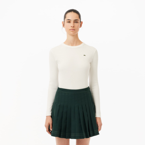 Lacoste Womens Long Sleeve Ribbed Cotton T-Shirt