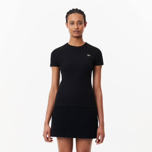 Lacoste Womens Slim Fit Ribbed Cotton T-Shirt