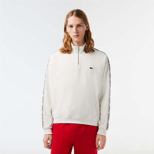 Lacoste Mens Loose Fit Two-Tone Logo Striped Sweatshirt