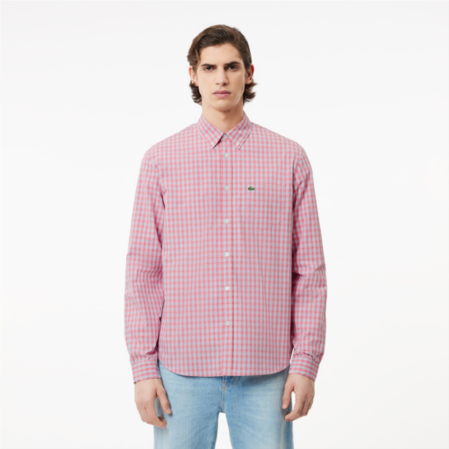 Lacoste Mens Regular Fit Plaid Poplin Shirt