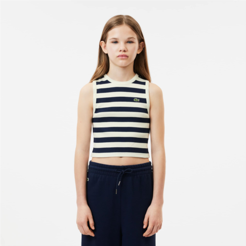 Lacoste Kids Striped Ribbed Cotton Tank Top