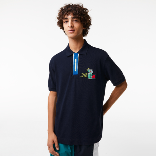 Lacoste Mens Contrast Placket And Crocodile Badge Polo