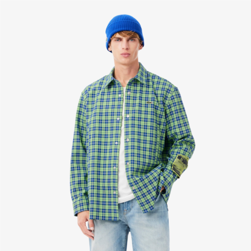 Lacoste Mens Relaxed Fit Plaid Overshirt