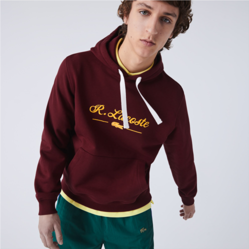 Lacoste Mens Embroidered Lettering Hooded Cotton Fleece Sweatshirt