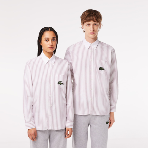Lacoste Unisex Striped Contrast Collar Cotton Oxford Shirt