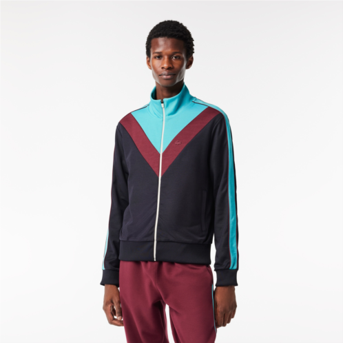 Lacoste Mens Colorblock Ripstop Pique Zip-Up Sweatshirt