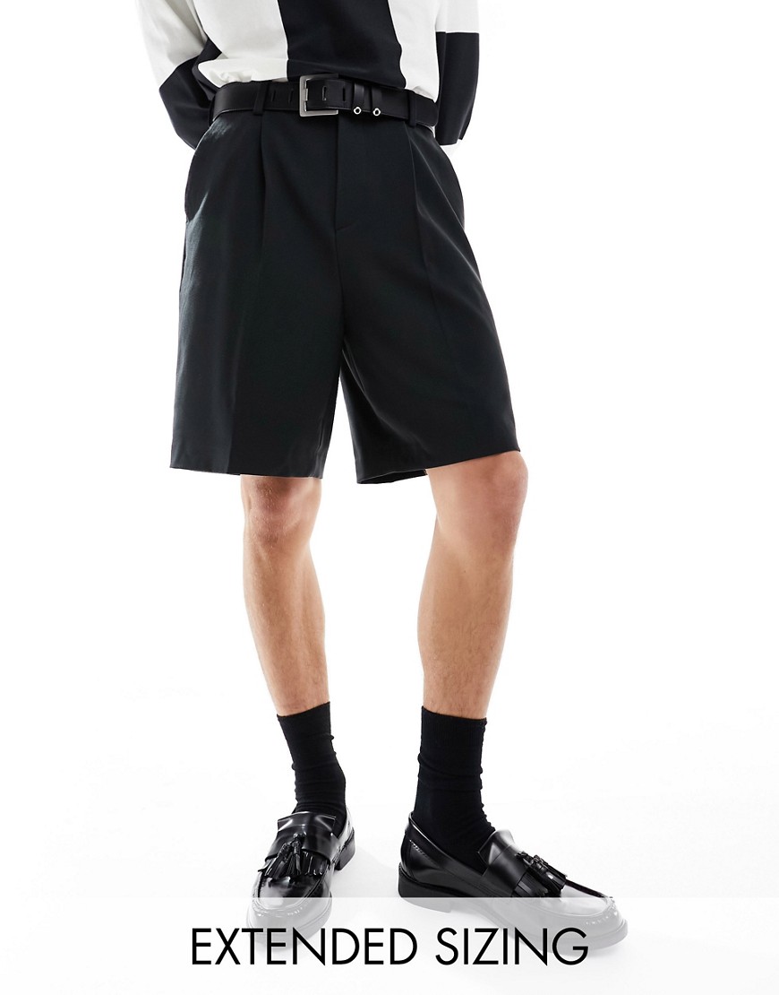 ASOS DESIGN smart wide shorts in black