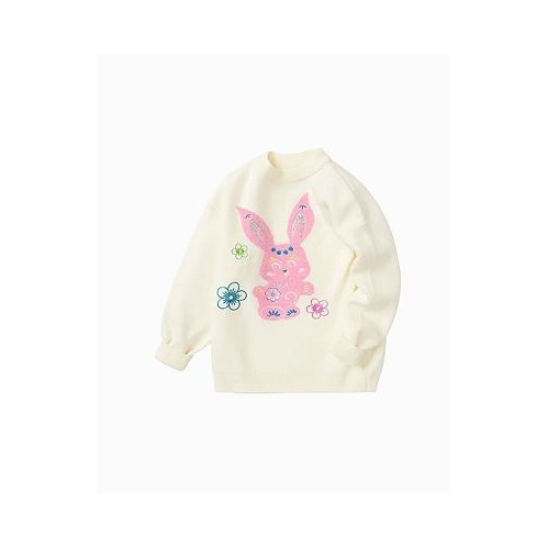 Balabala Girls Bunny Graphic Sweater - Baby, Little Kid, Big Kid