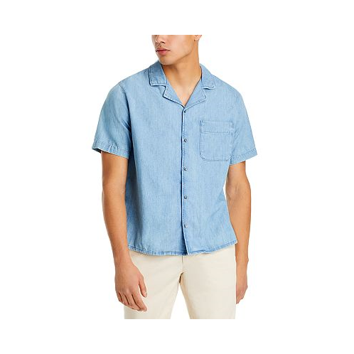 FRAME Chambray Button Front Short Sleeve Camp Shirt