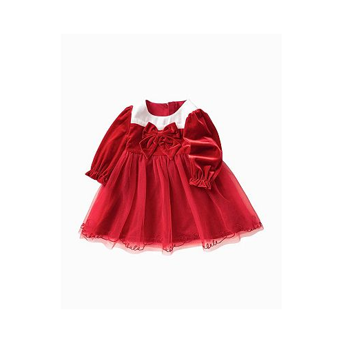 Balabala Girls Velvet Solid Color Woven Dress - Baby, Little Kid, Big Kid