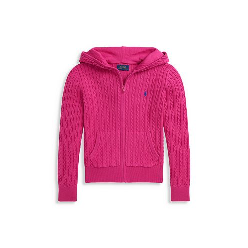 Ralph Lauren Girls Mini Cable Cotton Full Zip Hoodie - Little Kid, Big Kid