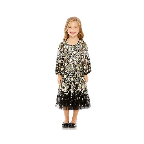 Mac Duggal Girls Embroidered Long Sleeve Dress - Little Kid, Big Kid