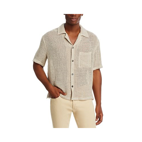 FRAME Linen Open Weave Short Sleeve Regular Fit Shirt