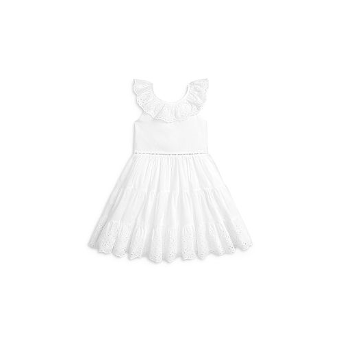 Polo Ralph Lauren Girls Eyelet Embroidered Cotton Voile Dress - Little Kid, Big Kid