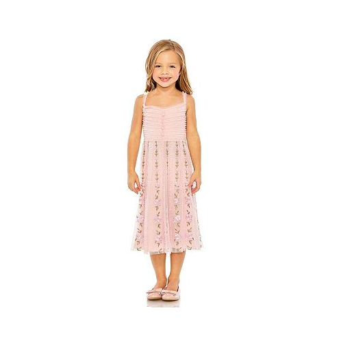 Mac Duggal Girls Ruffle Floral Embroidered Detail Mini Dress - Little Kid, Big Kid