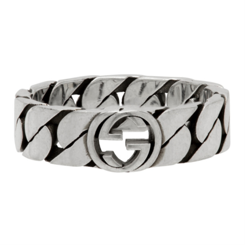 Gucci Silver Thin Chain Interlocking G Ring