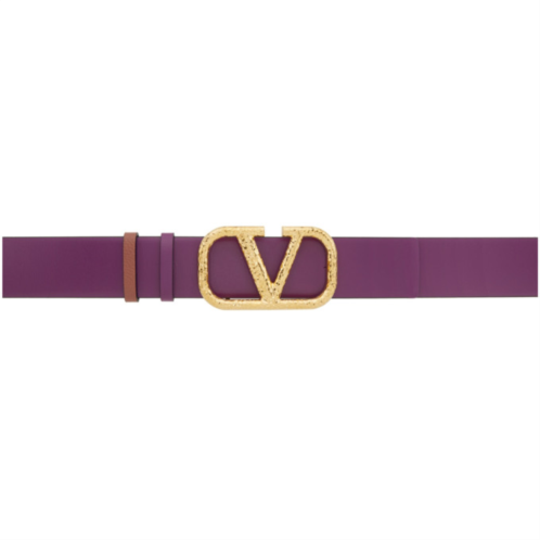 Valentino Garavani Reversible Purple & Taupe VLogo Signature Belt