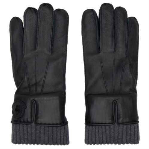 Moncler Black Leather Gloves