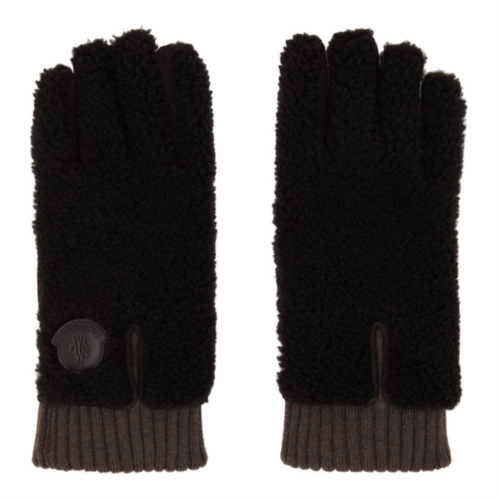 Moncler Brown Paneled Shearling Gloves