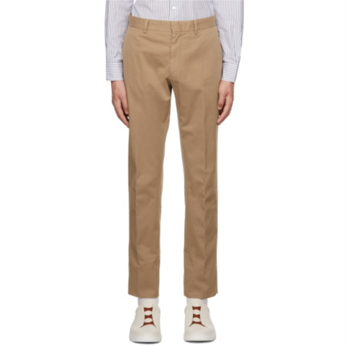 ZEGNA Tan Flat Front Trousers