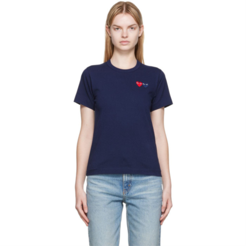 COMME des GARCONS PLAY Navy Double Heart Patch T-Shirt