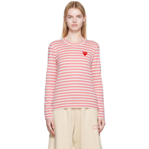 COMME des GARCONS PLAY White & Pink Heart Patch Long Sleeve T-Shirt