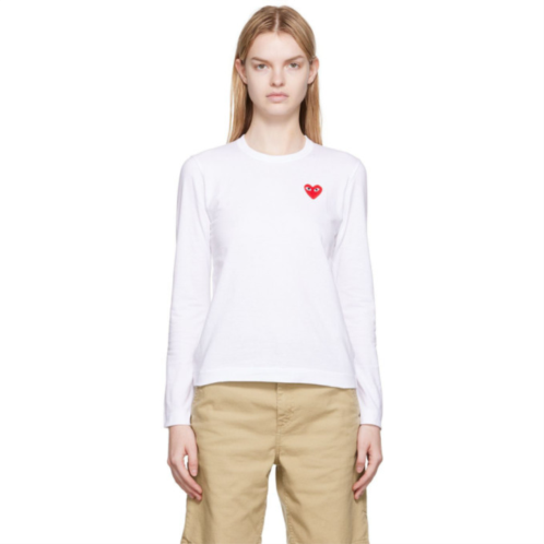 COMME des GARCONS PLAY White Heart Patch Long Sleeve T-Shirt