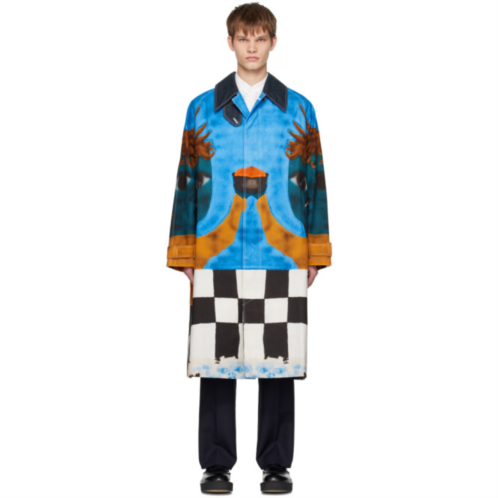 Charles Jeffrey LOVERBOY Blue Airbrushed Trench Coat