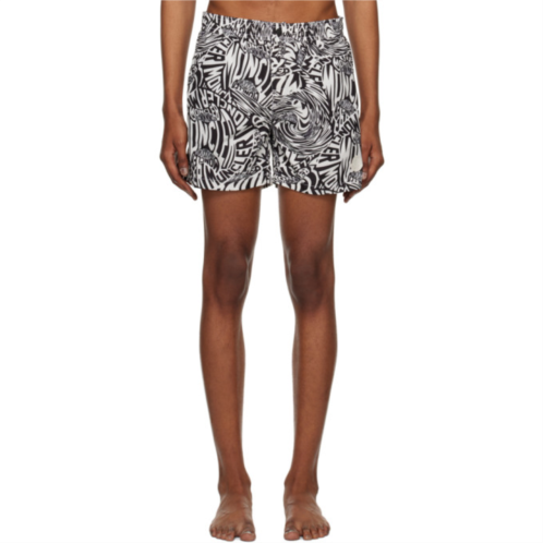 Moncler Black & White Printed Swim Shorts
