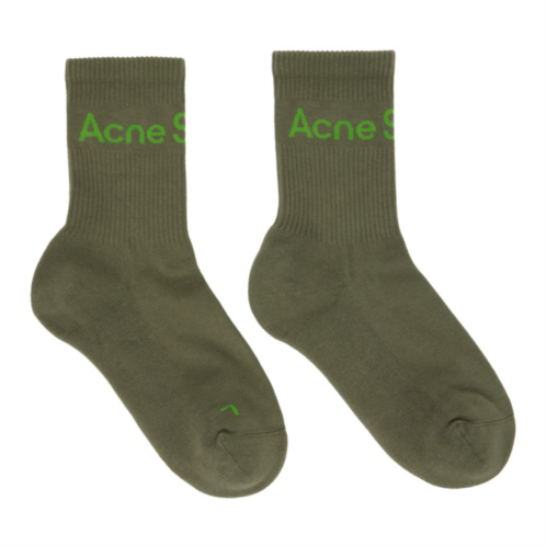 Acne Studios Khaki Logo Socks