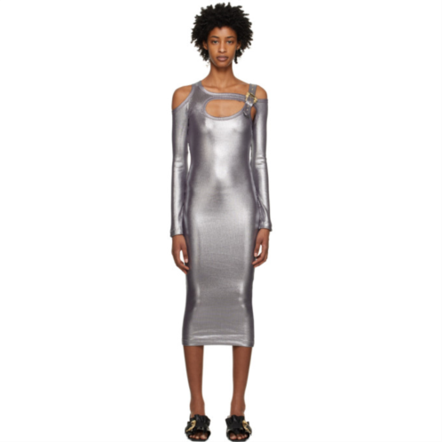 Versace Jeans Couture Silver Baroque Buckle Midi Dress