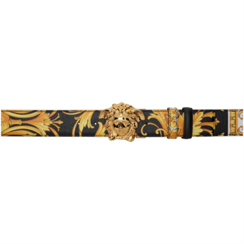 Versace Black & Gold Barocco Reversible Belt