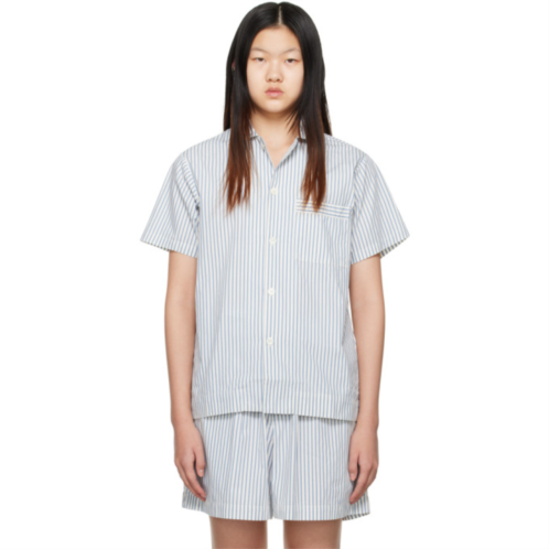 Tekla Blue & White Oversized Pyjama Shirt