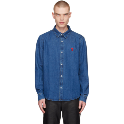 AMI Paris Blue Ami de Coeur Denim Shirt