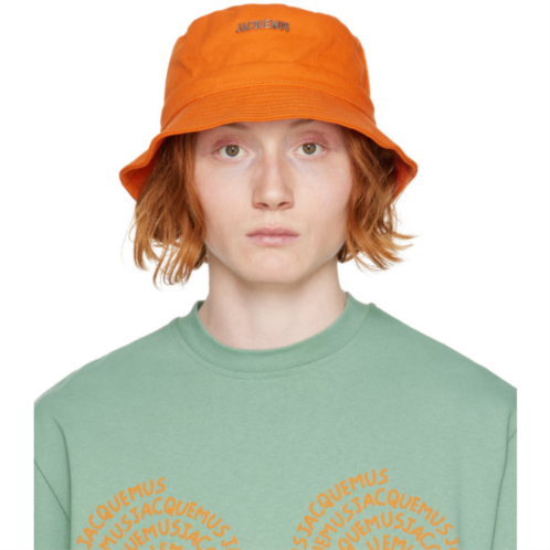JACQUEMUS Orange Le Raphia Le Bob Gadjo Bucket Hat