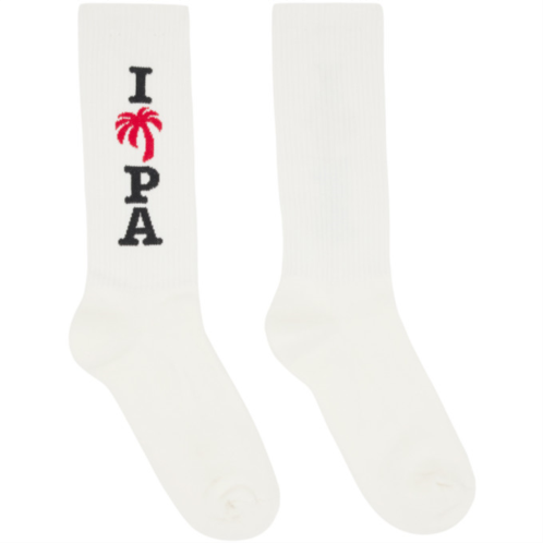 Palm Angels White Jacquard Socks