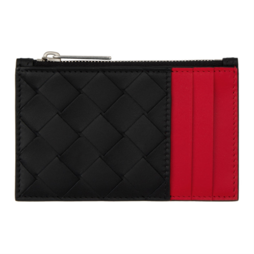 Bottega Veneta Black & Red Zipped Card Holder