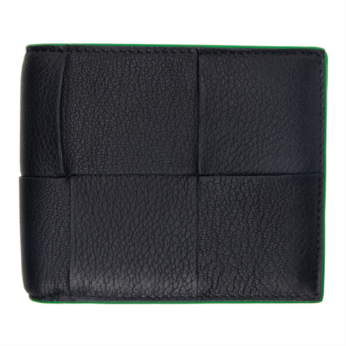 Bottega Veneta Black & Green Bi-Fold Wallet