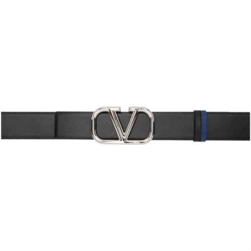 Valentino Garavani Black & Navy VLogo Reversible Belt