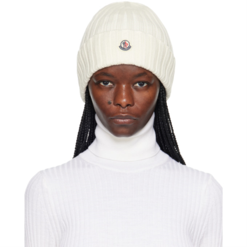 Moncler White Patch Beanie