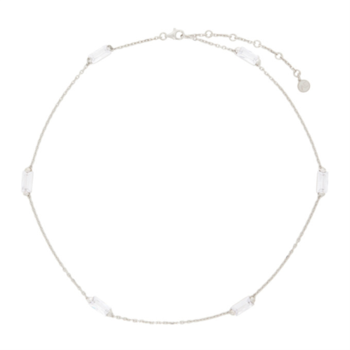 Alan Crocetti Silver Clear Crystal Chain Necklace
