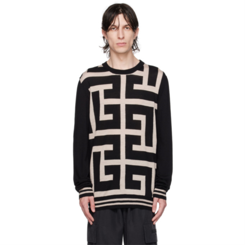 Balmain Black & Beige Monogram Sweater