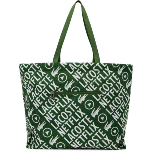 Lacoste Green Netflix Edition Contrast Print Tote